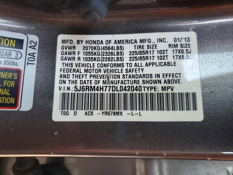 63835326 :رقم المزاد ، 5J6RM4H77DL042040 vin ، 2013 Honda Cr-v مزاد بيع