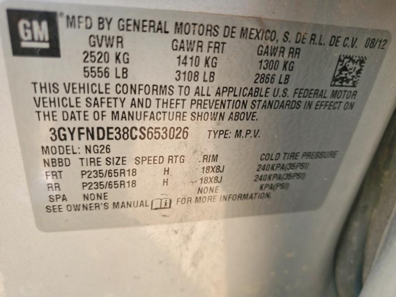 Aukcja sprzedaży 2012 Cadillac Srx, vin: 3GYFNDE38CS653026, numer aukcji: 64262426