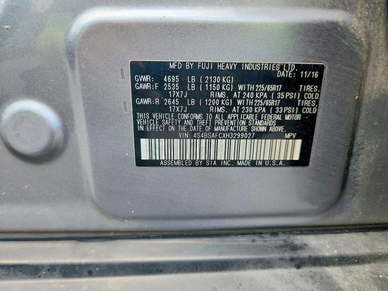 Продажа на аукционе авто 2017 Subaru Outback, vin: 4S4BSAFCXH3299027, номер лота: 63236256