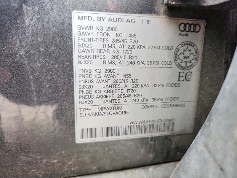 Продаж на аукціоні авто 2017 Audi Q7, vin: WA1WAAF75HD003900, номер лоту: 65481316