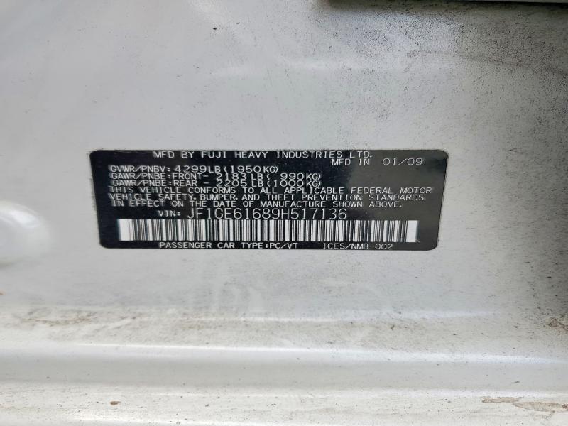 63864346 :رقم المزاد ، JF1GE61689H517136 vin ، 2009 Subaru Impreza مزاد بيع