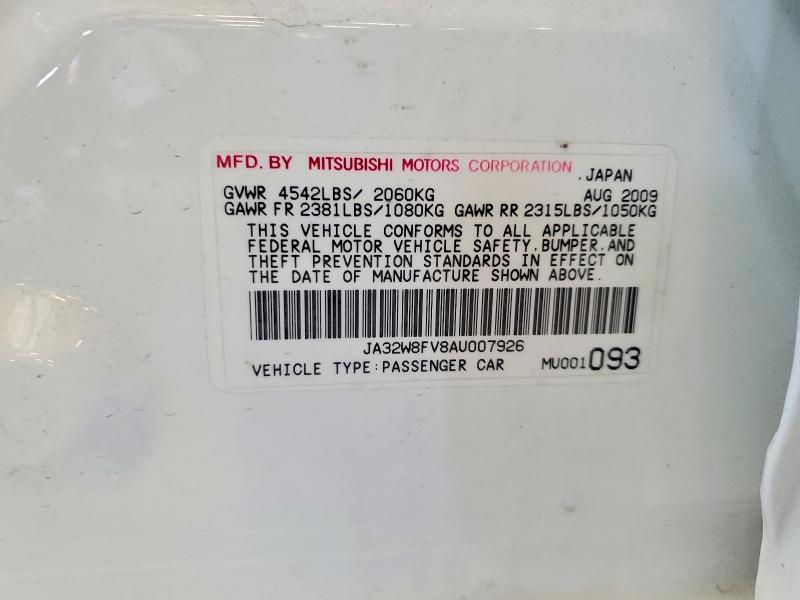 Aukcja sprzedaży 2010 Mitsubishi Lancer, vin: JA32W8FV8AU007926, numer aukcji: 67184196