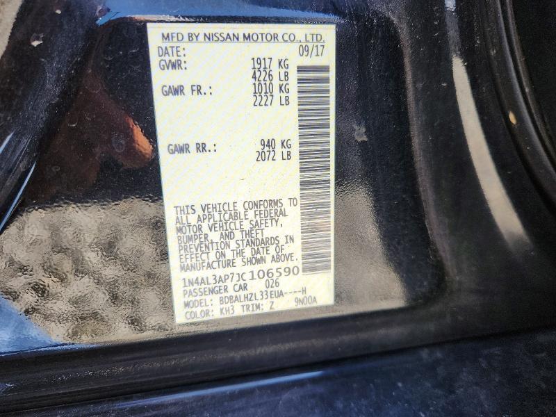 2018 Nissan Altima მანქანა იყიდება აუქციონზე, vin: 1N4AL3AP7JC106590, აუქციონის ნომერი: 65909836