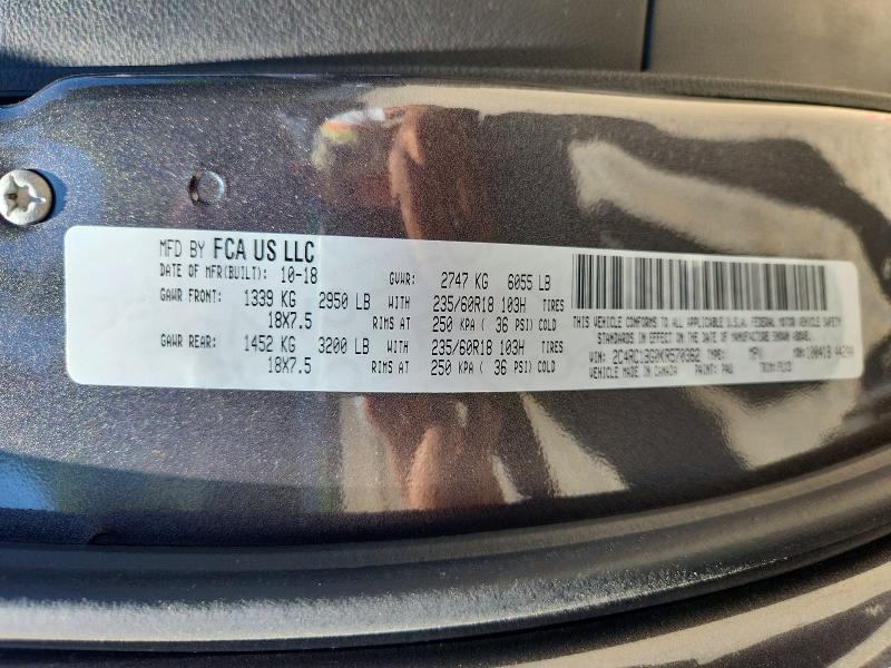 2019 Chrysler Pacifica მანქანა იყიდება აუქციონზე, vin: 2C4RC1BG0KR570362, აუქციონის ნომერი: 65035796
