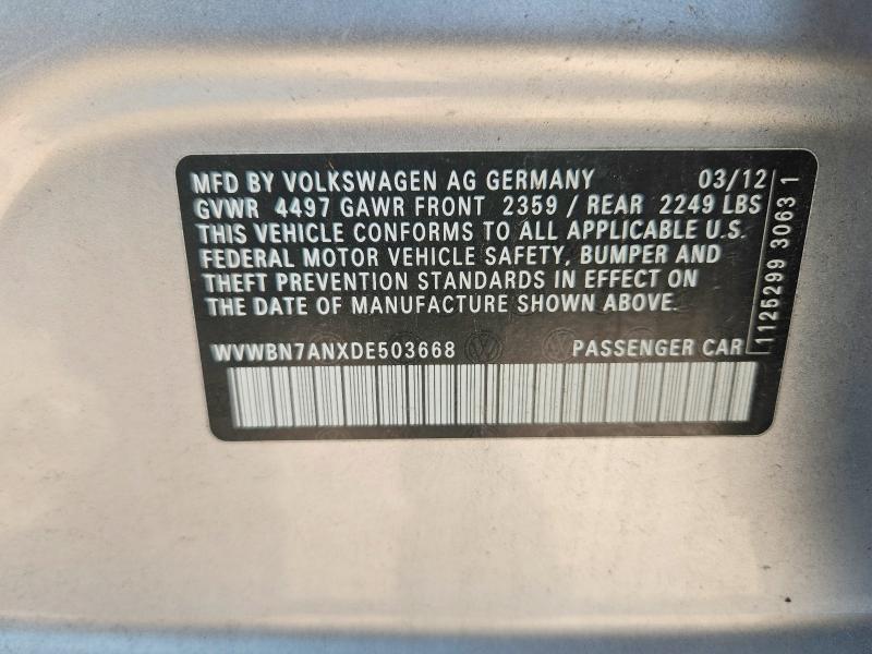 Продажа на аукционе авто 2013 Volkswagen Cc, vin: WVWBN7ANXDE503668, номер лота: 65818786