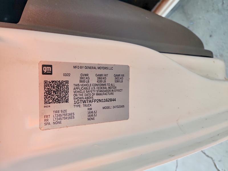 64828446 :رقم المزاد ، 1GTW7AFP2N1162844 vin ، 2022 Gmc Savana مزاد بيع