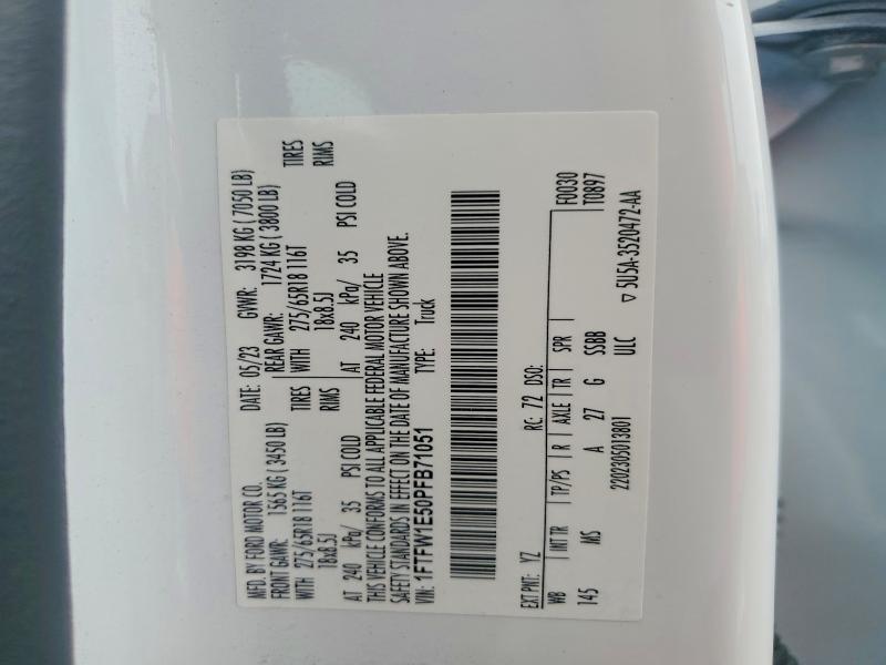 2023 Ford F150 მანქანა იყიდება აუქციონზე, vin: 1FTFW1E50PFB71051, აუქციონის ნომერი: 65722606