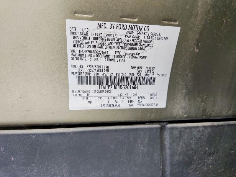 64424936 :رقم المزاد ، 1FAHP2H88DG201684 vin ، 2013 Ford Taurus مزاد بيع