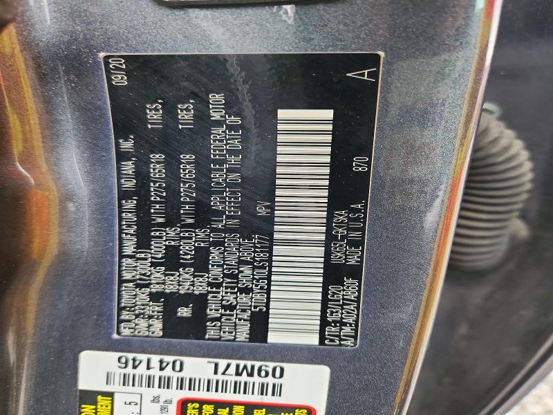 Продажа на аукционе авто 2020 Toyota Sequoia, vin: 5TDBY5G10LS181177, номер лота: 67078206
