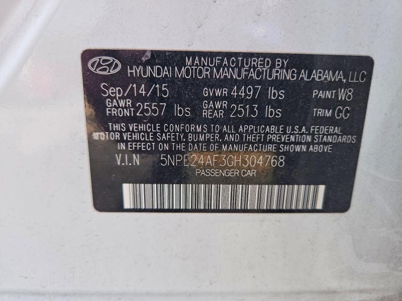 67254446 :رقم المزاد ، 5NPE24AF3GH304768 vin ، 2016 Hyundai Sonata مزاد بيع