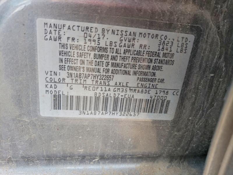 Продаж на аукціоні авто 2017 Nissan Sentra, vin: 3N1AB7AP7HY322657, номер лоту: 66127236