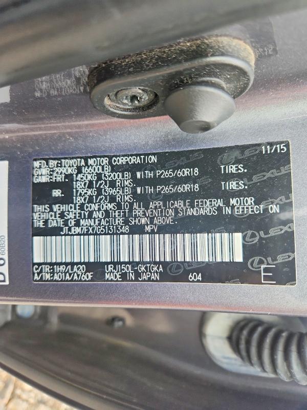 63935456 :رقم المزاد ، JTJBM7FX7G5131348 vin ، 2016 Lexus Gx مزاد بيع