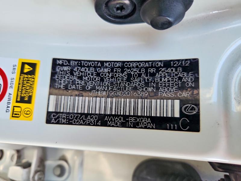 Продажа на аукционе авто 2013 Lexus Es, vin: JTHBW1GGXD2016389, номер лота: 64441556