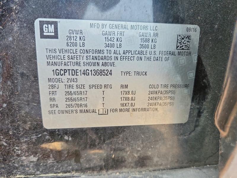 63285666 :رقم المزاد ، 1GCPTDE14G1368524 vin ، 2016 Chevrolet Colorado مزاد بيع