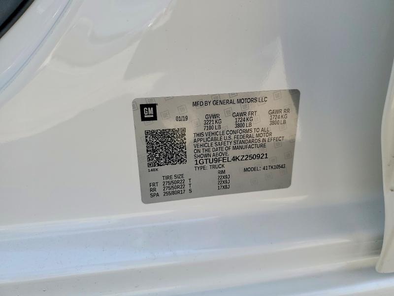 Aukcja sprzedaży 2019 Gmc Sierra, vin: 1GTU9FEL4KZ250921, numer aukcji: 65799836
