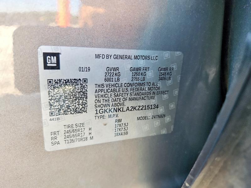 Aukcja sprzedaży 2019 Gmc Acadia, vin: 1GKKNKLA2KZ215134, numer aukcji: 65104326