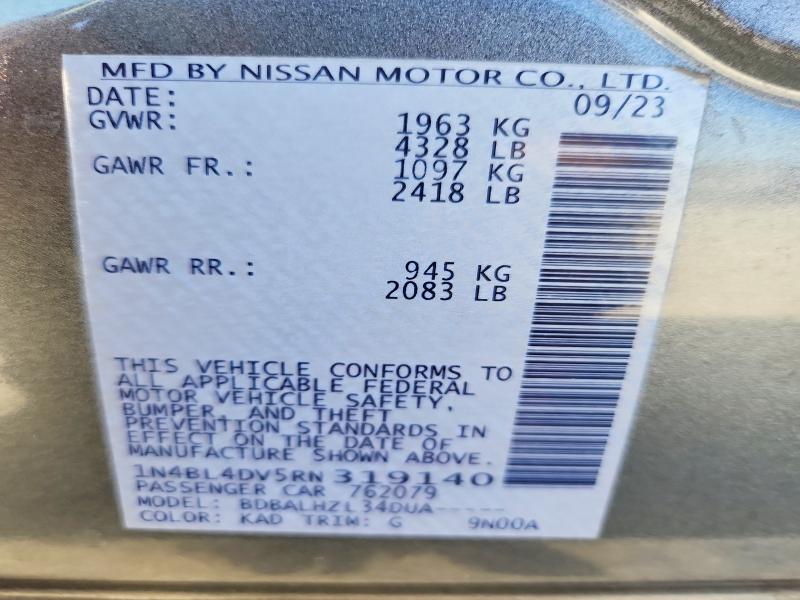 Продажа на аукционе авто 2024 Nissan Altima, vin: 1N4BL4DV5RN319140, номер лота: 63925566