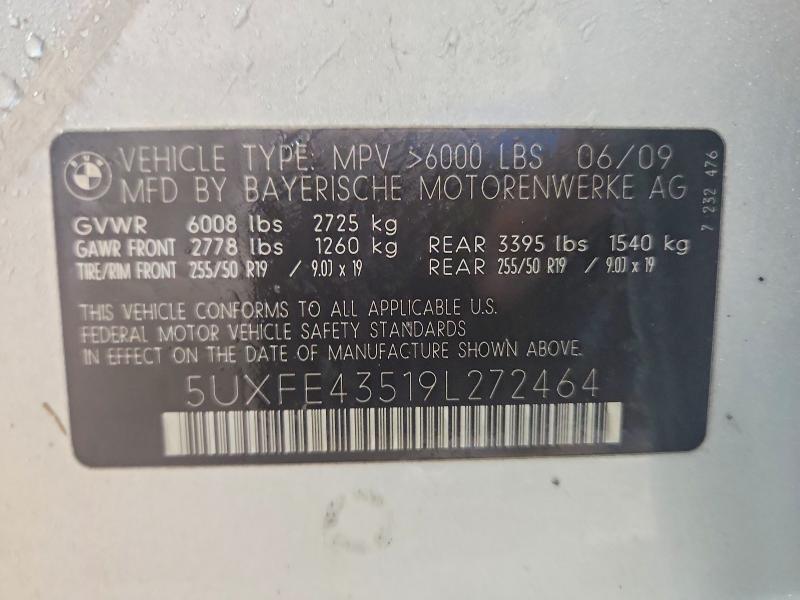 Aukcja sprzedaży 2009 Bmw X5, vin: 5UXFE43519L272464, numer aukcji: 63927896