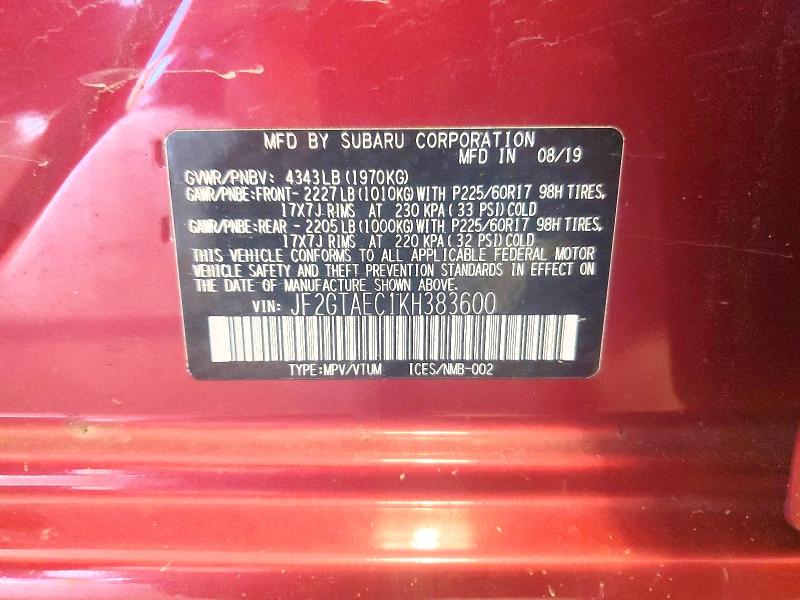 Продажа на аукционе авто 2019 Subaru Crosstrek, vin: JF2GTAEC1KH383600, номер лота: 65006906