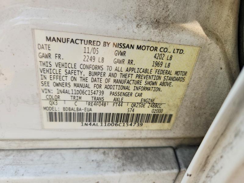 Продажа на аукционе авто 2006 Nissan Altima, vin: 1N4AL11D06C154739, номер лота: 65444976