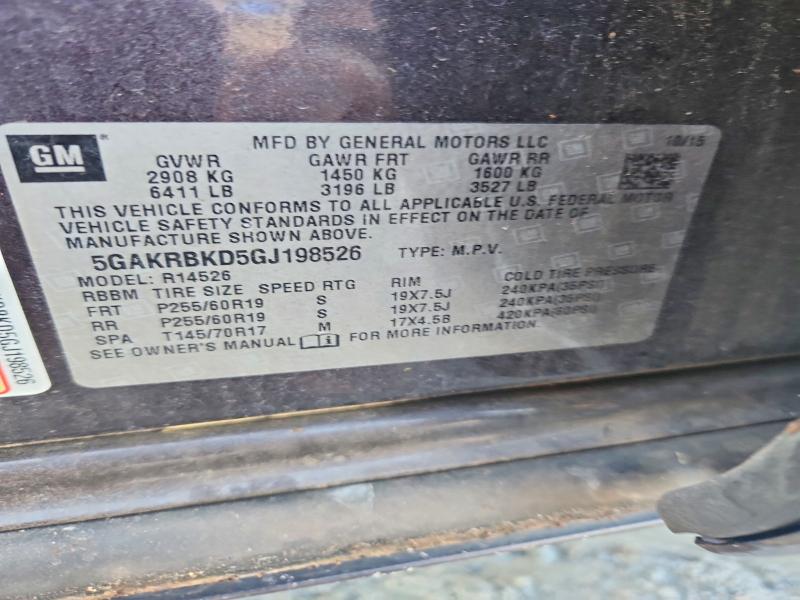 Aukcja sprzedaży 2016 Buick Enclave, vin: 5GAKRBKD5GJ198526, numer aukcji: 63746766
