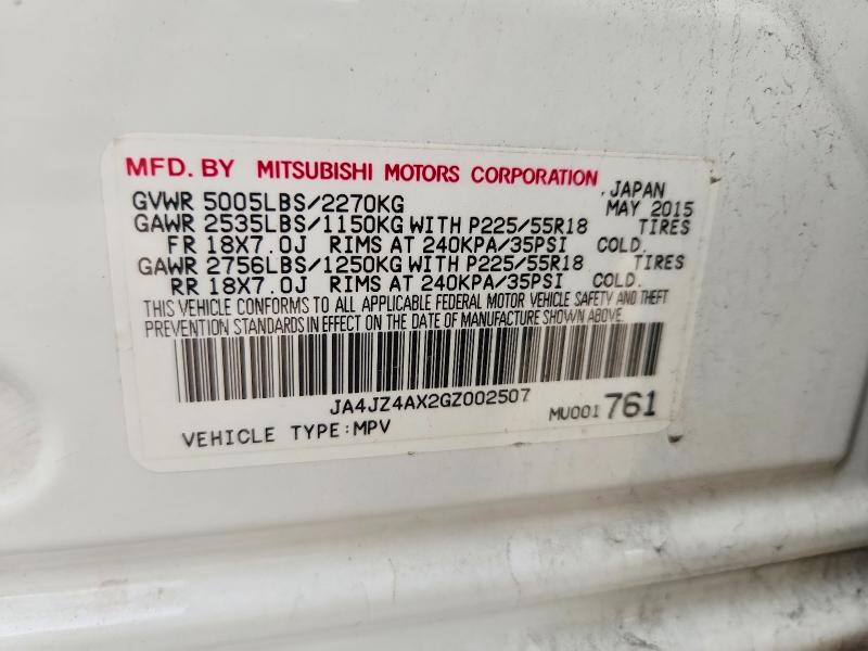 Продаж на аукціоні авто 2016 Mitsubishi Outlander, vin: JA4JZ4AX2GZ002507, номер лоту: 64981846