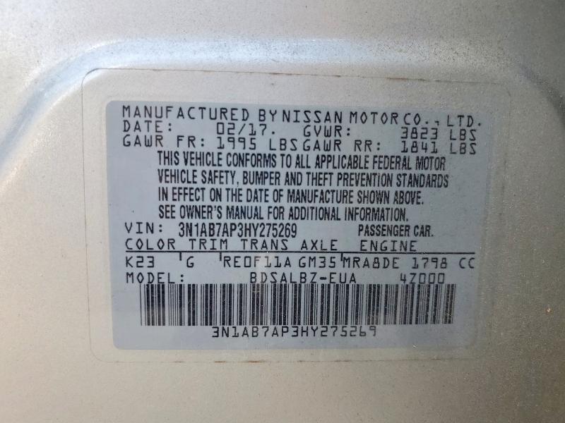 Aukcja sprzedaży 2017 Nissan Sentra, vin: 3N1AB7AP3HY275269, numer aukcji: 65316316