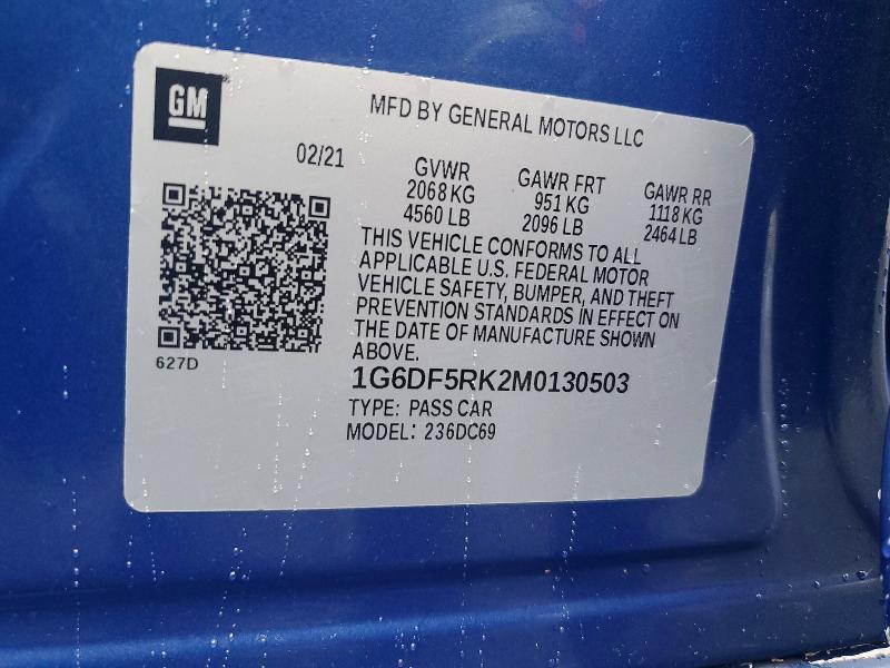 2021 Cadillac Ct4 მანქანა იყიდება აუქციონზე, vin: 1G6DF5RK2M0130503, აუქციონის ნომერი: 63249536