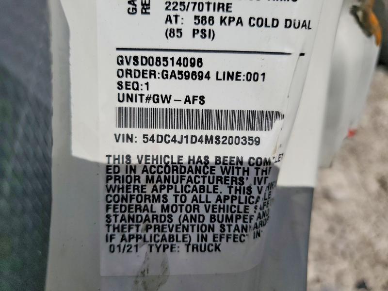 63534596 :رقم المزاد ، 54DC4J1D4MS200359 vin ، 2021 Isuzu Npr Hd مزاد بيع