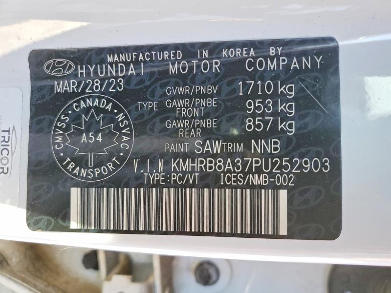 2023 Hyundai Venue მანქანა იყიდება აუქციონზე, vin: KMHRB8A37PU252903, აუქციონის ნომერი: 66430566
