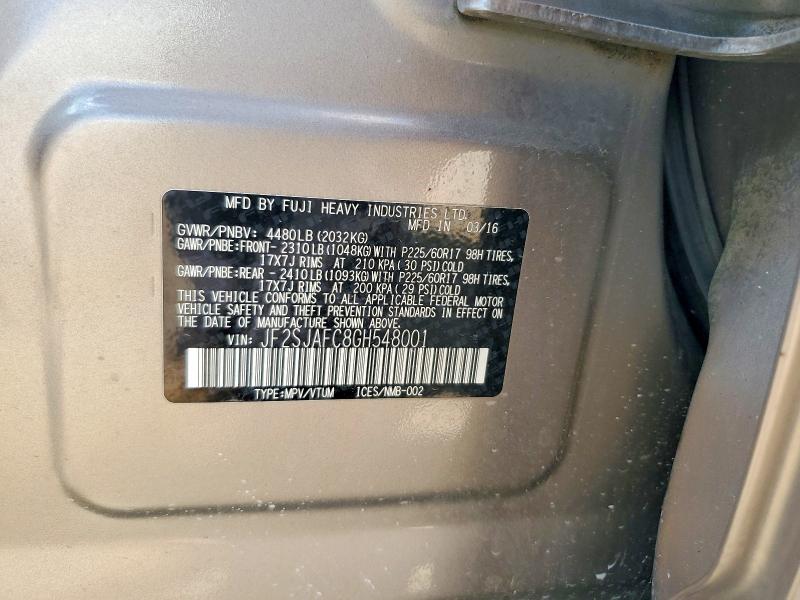 Aukcja sprzedaży 2016 Subaru Forester, vin: JF2SJAFC8GH548001, numer aukcji: 66268166