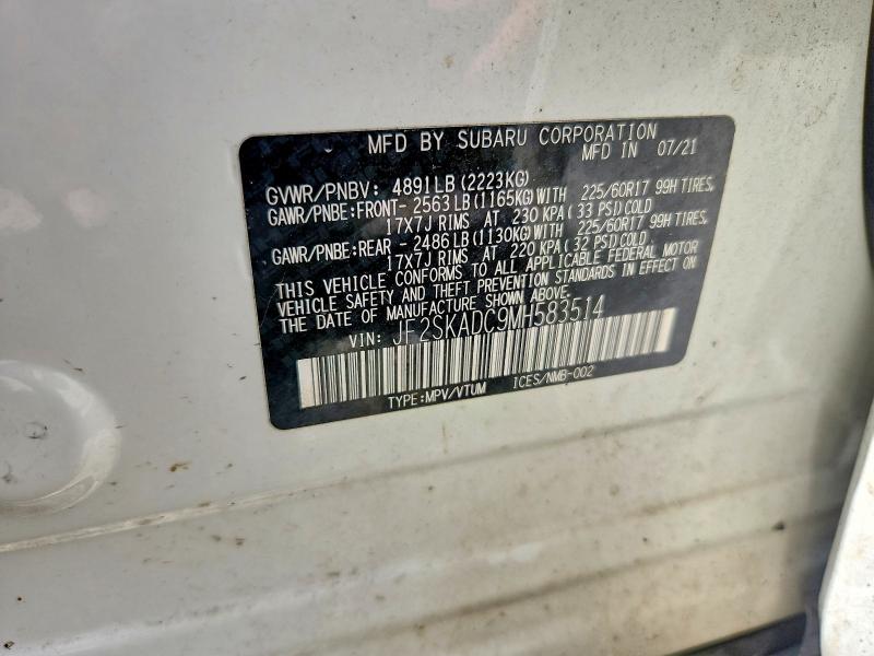 Продаж на аукціоні авто 2021 Subaru Forester, vin: JF2SKADC9MH583514, номер лоту: 63557906