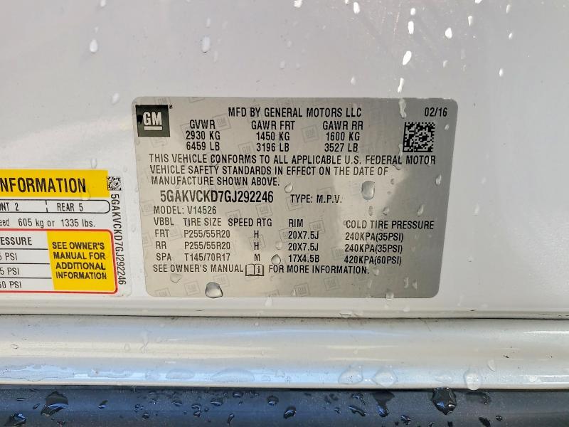 2016 Buick Enclave მანქანა იყიდება აუქციონზე, vin: 5GAKVCKD7GJ292246, აუქციონის ნომერი: 65261986