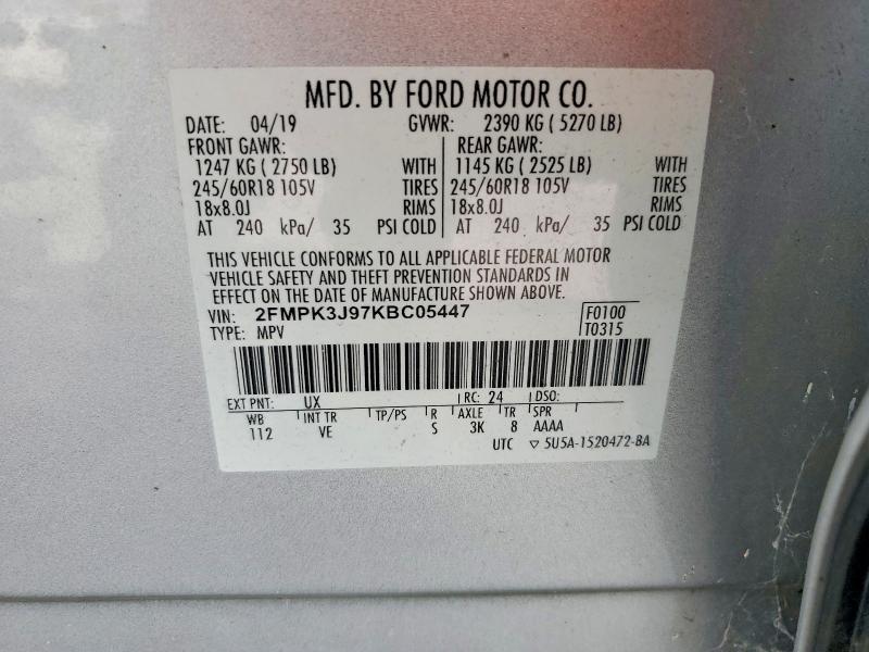 Продажа на аукционе авто 2019 Ford Edge, vin: 2FMPK3J97KBC05447, номер лота: 65692376