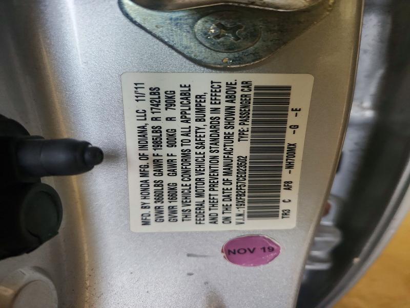 65180026 :رقم المزاد ، 19XFB2F57CE023502 vin ، 2012 Honda Civic مزاد بيع