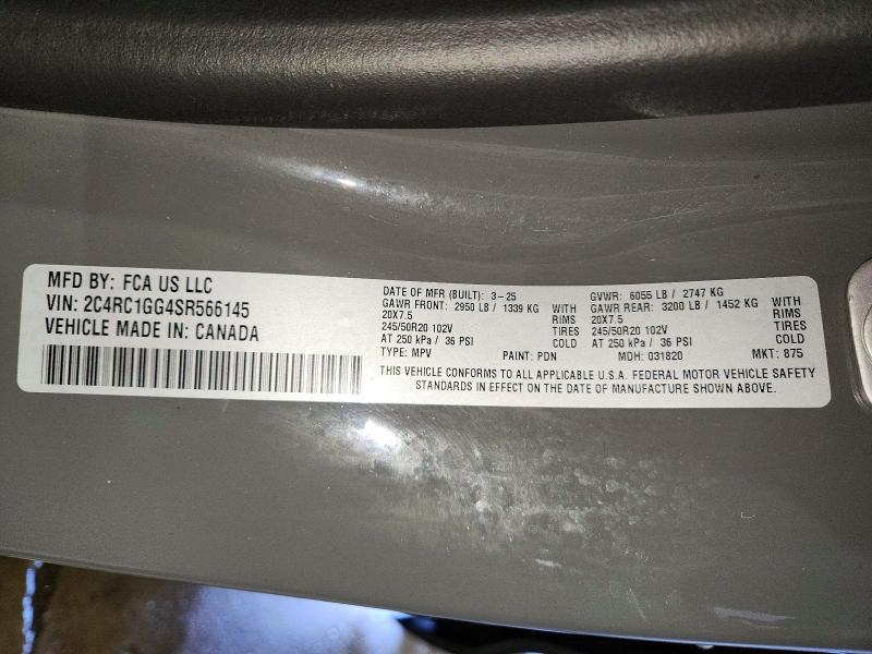 Aukcja sprzedaży 2025 Chrysler Pacifica, vin: 2C4RC1GG4SR566145, numer aukcji: 66334916