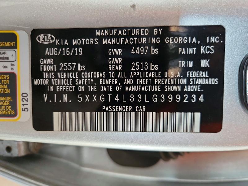 2020 Kia Optima მანქანა იყიდება აუქციონზე, vin: 5XXGT4L33LG399234, აუქციონის ნომერი: 64492886