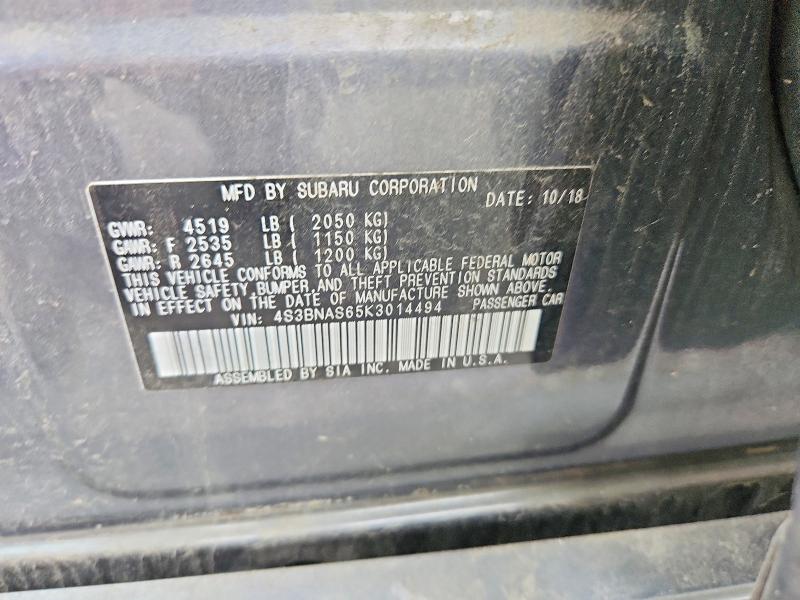 Продажа на аукционе авто 2019 Subaru Legacy, vin: 4S3BNAS65K3014494, номер лота: 65533536
