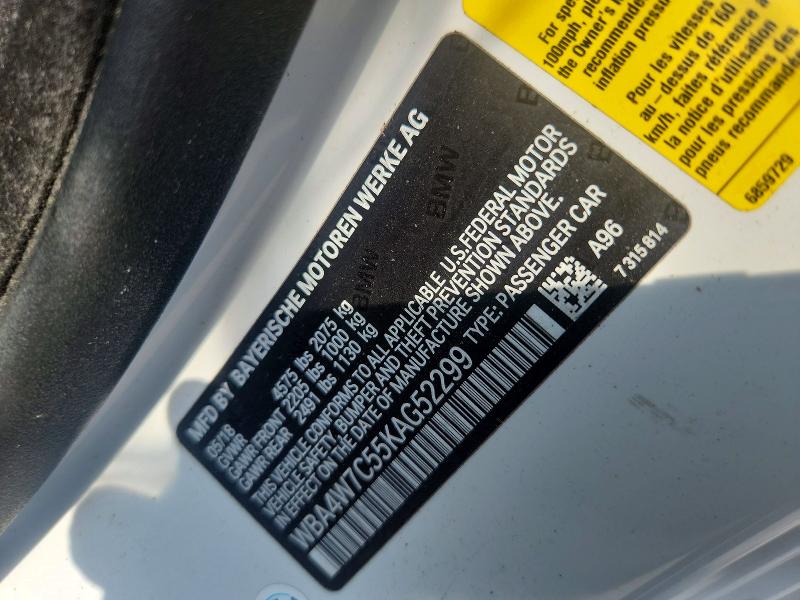 65832776 :رقم المزاد ، WBA4W7C55KAG52299 vin ، 2019 Bmw 440i مزاد بيع