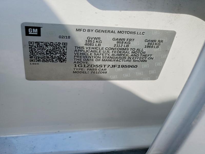 64660716 :رقم المزاد ، 1G1ZD5ST7JF195960 vin ، 2018 Chevrolet Malibu مزاد بيع