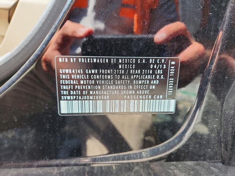 66308776 :رقم المزاد ، 3VWBP7AJ0DM288588 vin ، 2013 Volkswagen Jetta مزاد بيع