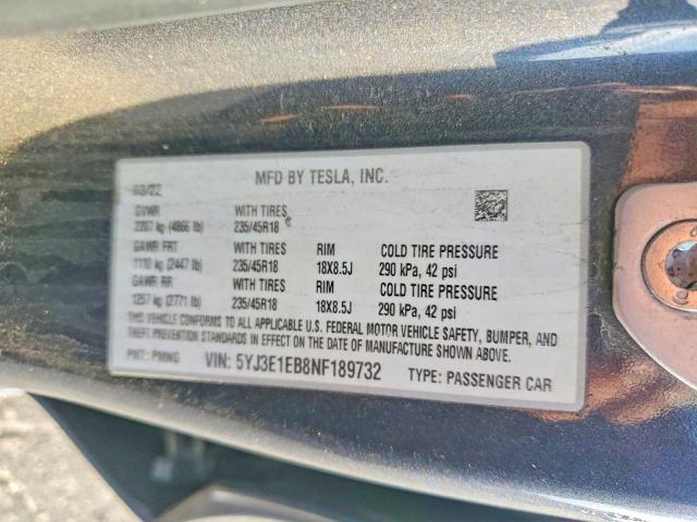 Aukcja sprzedaży 2022 Tesla Model 3, vin: 5YJ3E1EB8NF189732, numer aukcji: 64464496