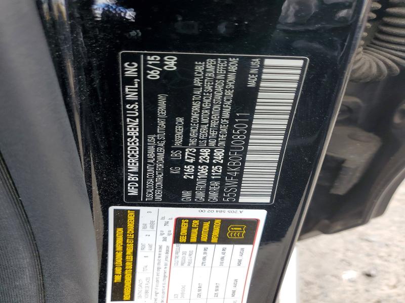 Aukcja sprzedaży 2015 Mercedes-benz C, vin: 55SWF4KB0FU085011, numer aukcji: 66552876