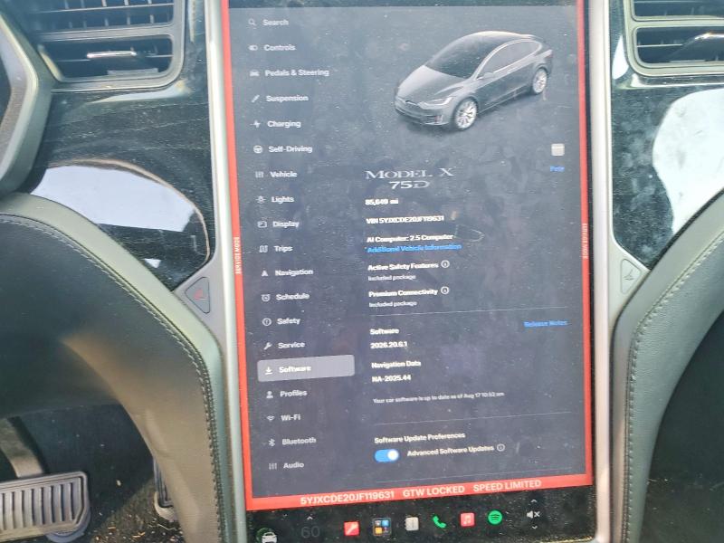 Aukcja sprzedaży 2018 Tesla Model X, vin: 5YJXCDE20JF119631, numer aukcji: 64972486
