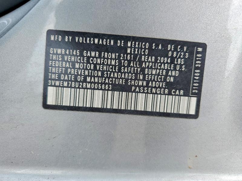 2024 Volkswagen Jetta მანქანა იყიდება აუქციონზე, vin: 3VWEM7BU2RM005663, აუქციონის ნომერი: 64109066