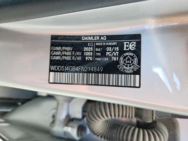 62222696 :رقم المزاد ، WDDSJ4GB4FN214849 vin ، 2015 Mercedes-benz Cla مزاد بيع