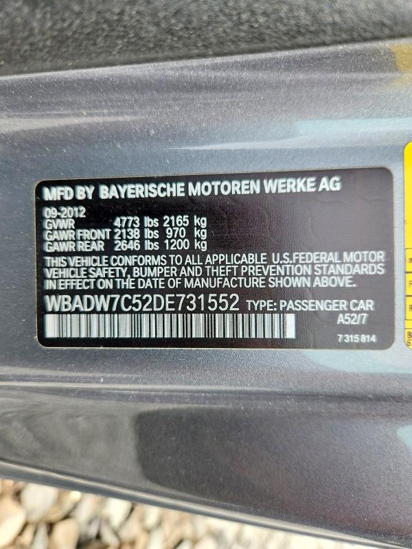 Продаж на аукціоні авто 2013 Bmw 328, vin: WBADW7C52DE731552, номер лоту: 63993736