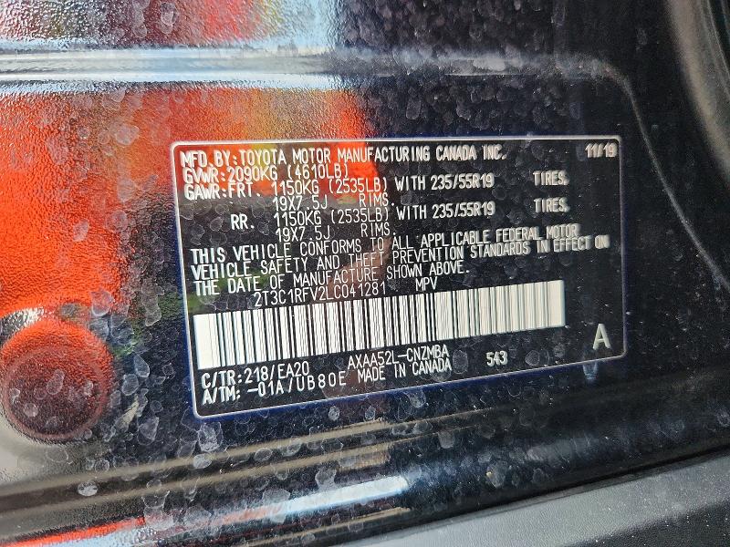 Aukcja sprzedaży 2020 Toyota Rav4, vin: 2T3C1RFV2LC041281, numer aukcji: 65055866