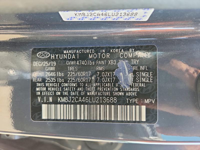 2020 Hyundai Tucson მანქანა იყიდება აუქციონზე, vin: KM8J2CA46LU213688, აუქციონის ნომერი: 64438786