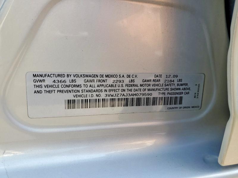 Продаж на аукціоні авто 2010 Volkswagen Jetta, vin: 3VWJZ7AJ3AM079590, номер лоту: 64510336